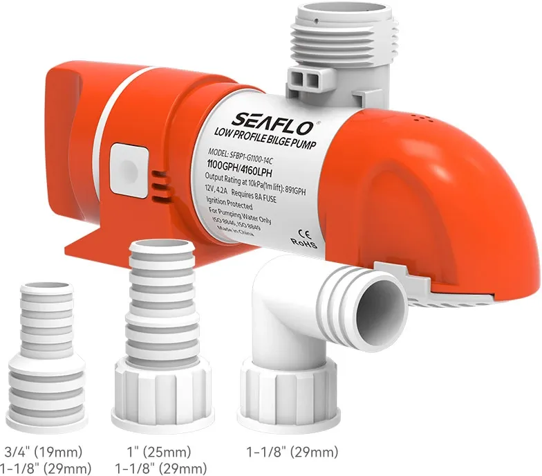 Помпа осушительная автоматическая 1100 GPH, 14B Series, 70 л/мин, 12 В