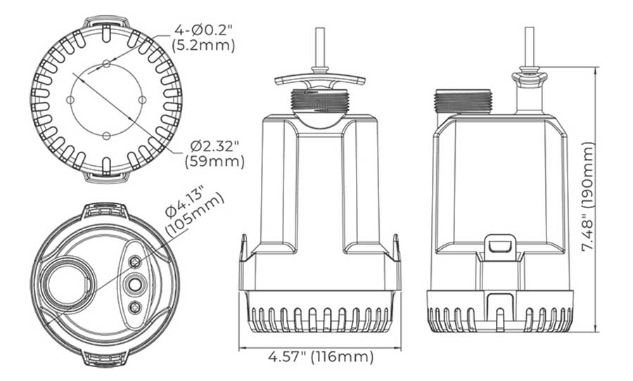 Помпа осушительная SeaFlo SFBP1G150018, 1500 GPH, 95 л/мин, 12В