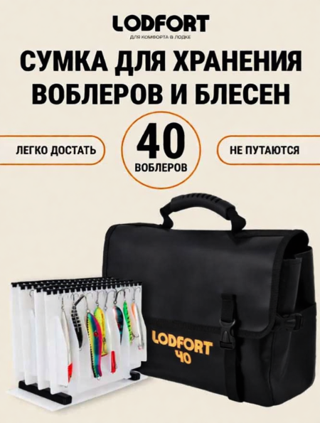 Сумка Lodfort для хранения воблеров и блесен, на 40 воблеров, 330×270 мм, черный
