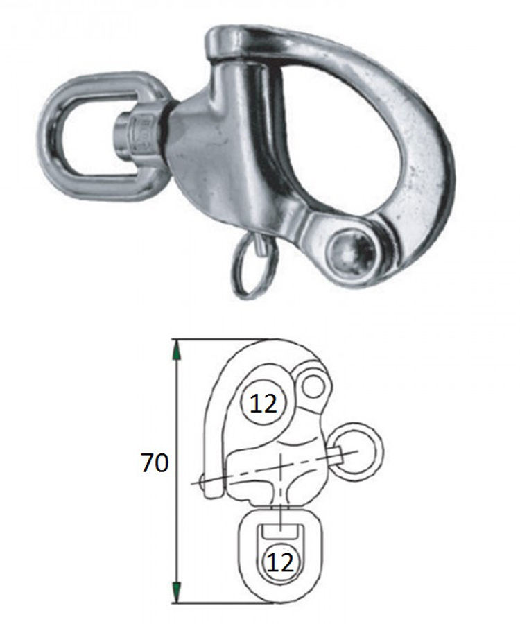 Карабин со скобой (вертлюжный) 12 мм.