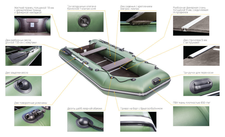 Надувная лодка ПВХ Аква 2900 СК (слань-книжка + киль).