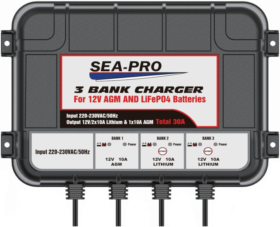 Зарядное устройство SEA-PRO ТЕ4-0286 для АКБ LiFePO4 (2х12В 10А) и AGM (1х12В 10А)