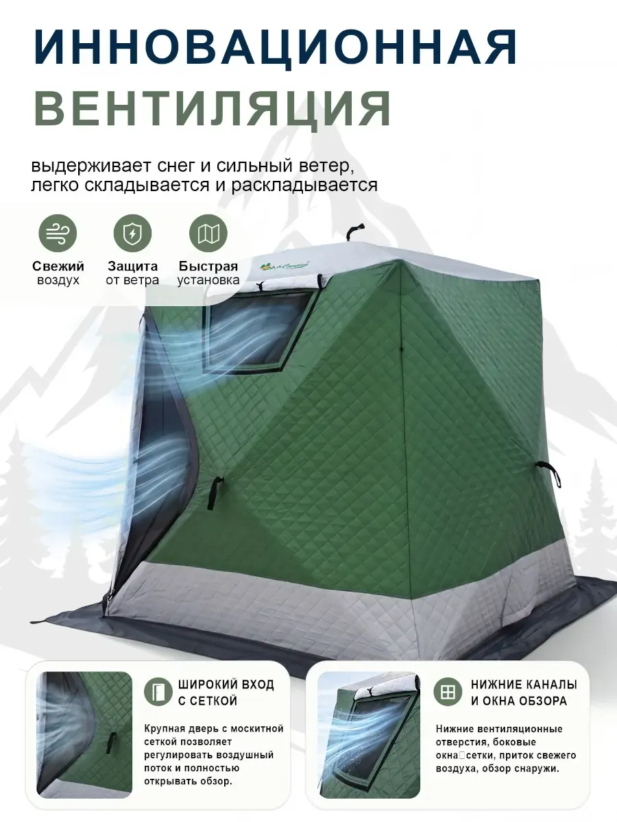 Палатка (баня) 3-х слойная для зимней рыбалки MirCamping КУБ 2,2х2,2х1,9 м 