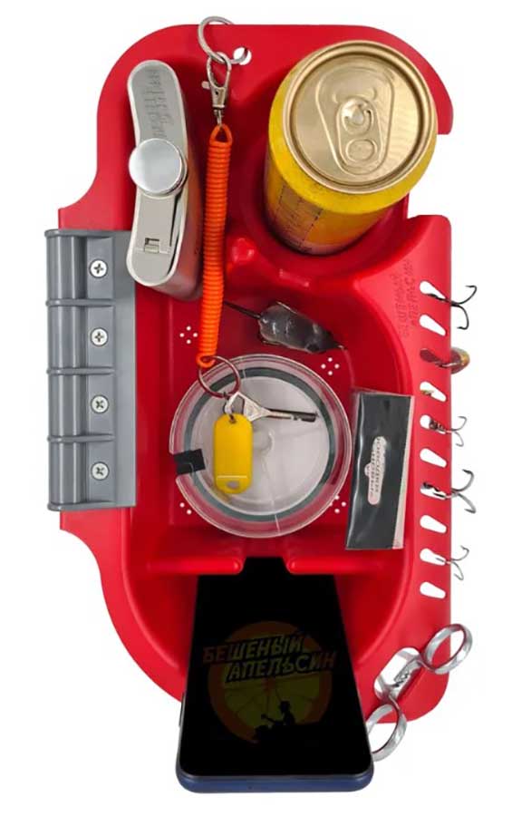 Органайзер для лодки ПВХ на ликтрос, красный с серым креплением