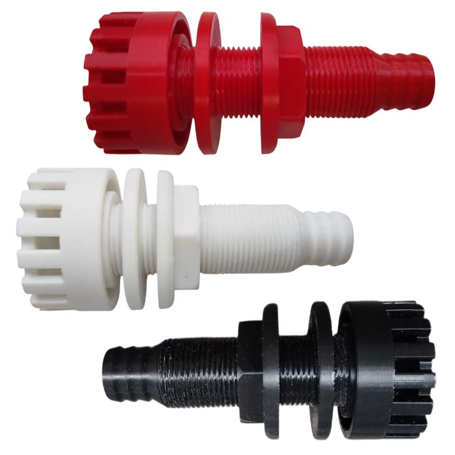 Штуцер забортной воды с фильтром, под шланг Ø19 мм, пластик