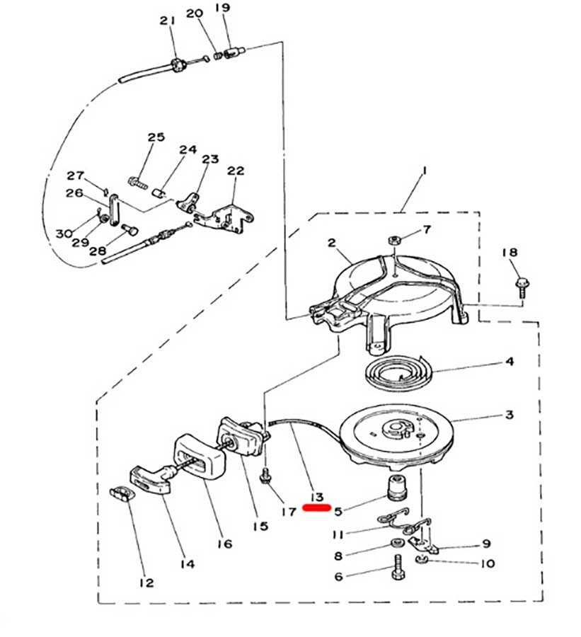 Веревка стартера Ямаха 5 л.с.