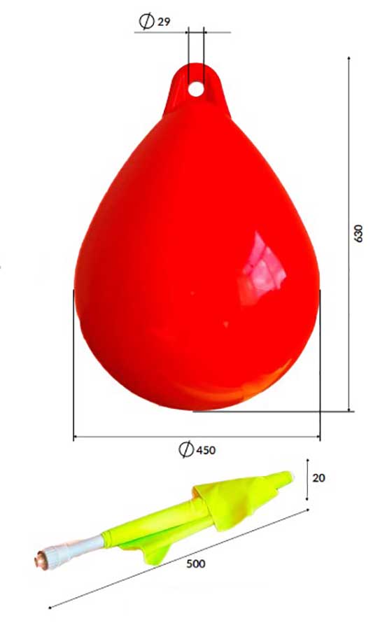 Буй пластиковый маркерный с флагштоком BUOY Ø450x630 мм, красный + флаг