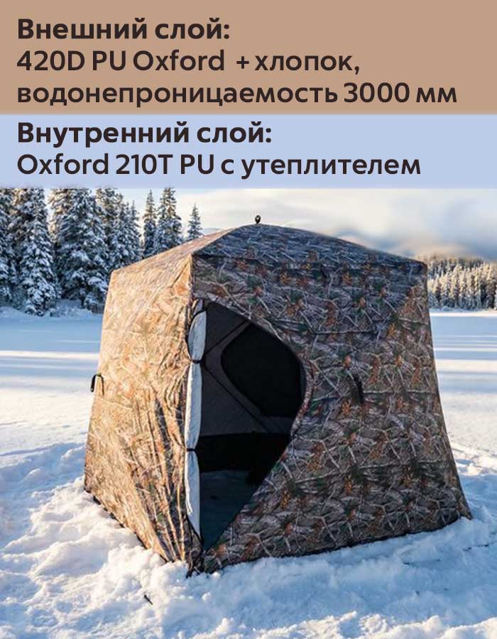 Палатка (баня) для зимней рыбалки 2.4х2.4х2.2, 4-х слойная, MirCamping