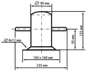 Кнехт одинарный Ø 90 мм. с основанием, нержавеющая сталь