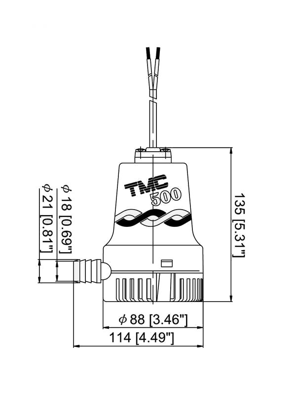 Помпа осушительная ТМС 500 GPH (1892 л/ч), арт. 00002347