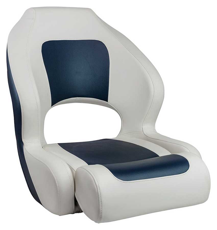 Кресло Delux Sport Flip Up мягкое виниловое с болстером, белый/синий