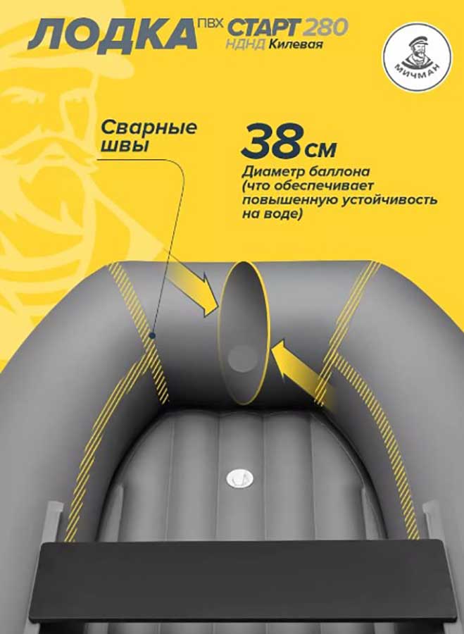Надувная лодка ПВХ Мичман Старт 280 НДНД килевая