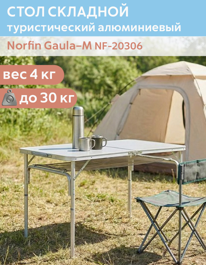 Стол складной алюминиевый Norfin (Норфин) Gaula–М NF-20306 (90x60x70 см)