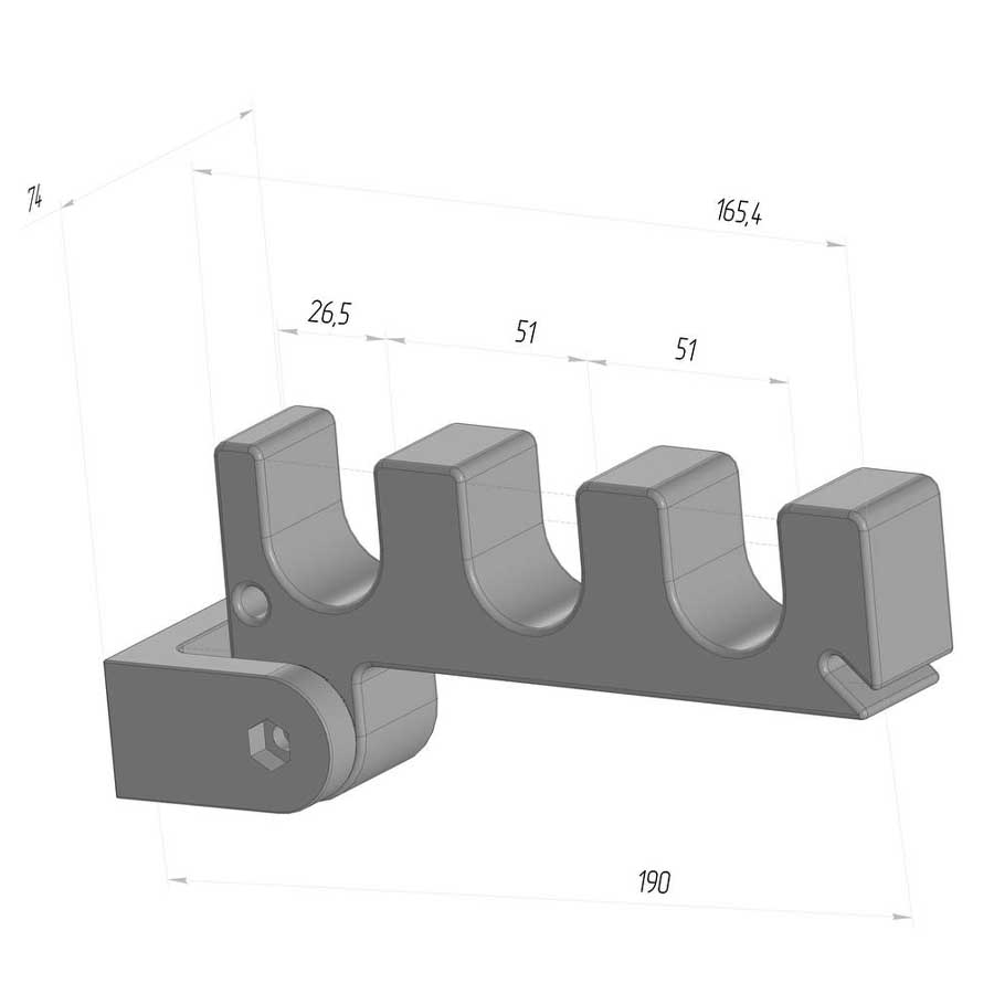 Держатель удилища тройной на Т-паз (2 шт.)
