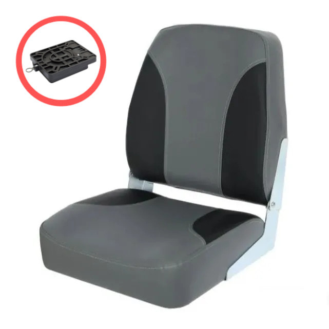 Кресло складное Патриот, серо-черный + поворотный механизм 