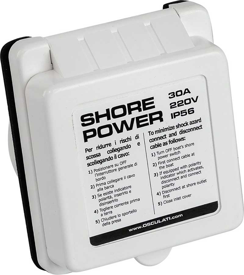 Розетка берегового питания Osculati, 30 А, 110/220В, IP56