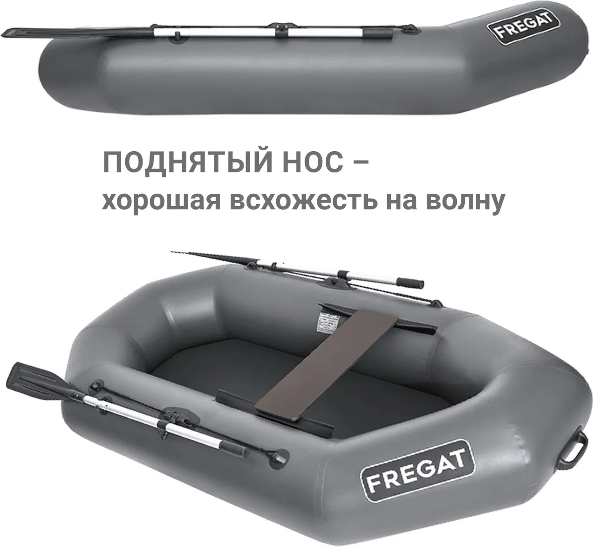 Надувная лодка ПВХ Фрегат М-11 Оптима, серый