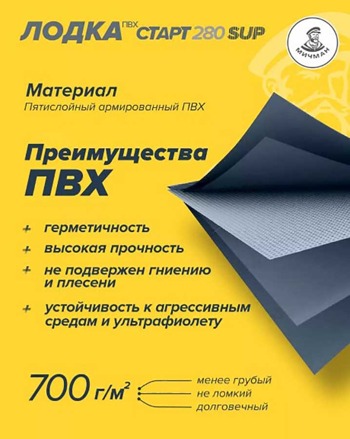 Надувная лодка ПВХ Мичман Старт SUP 280 (дно AirDeck)