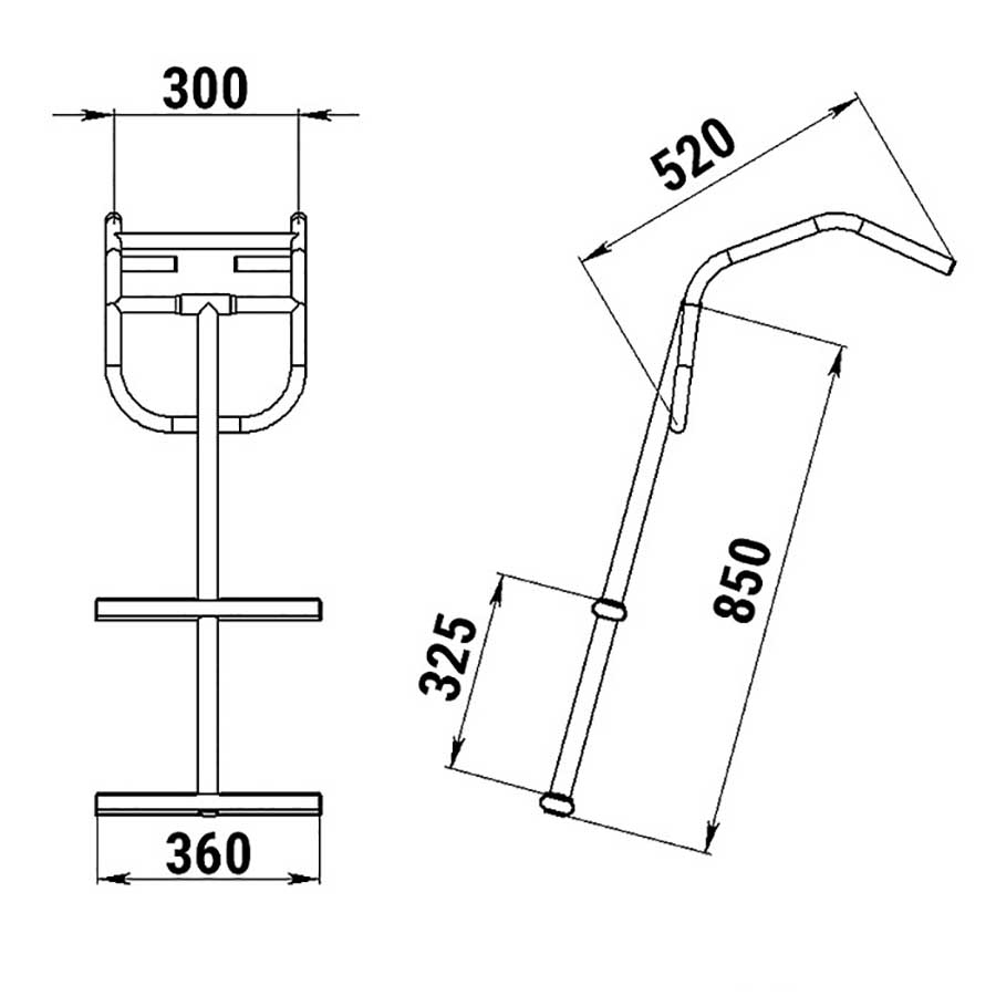 Трап дайверский для надувных лодок, 360 мм, 2 черных ступени