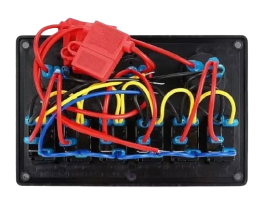 Панель борт. питания, 2 USB, вольтметр, разъем прикуривателя, 6 переключателей