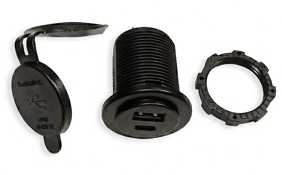 Разъем USB 2.4А + Type-C 2.4А (синяя подсветка)