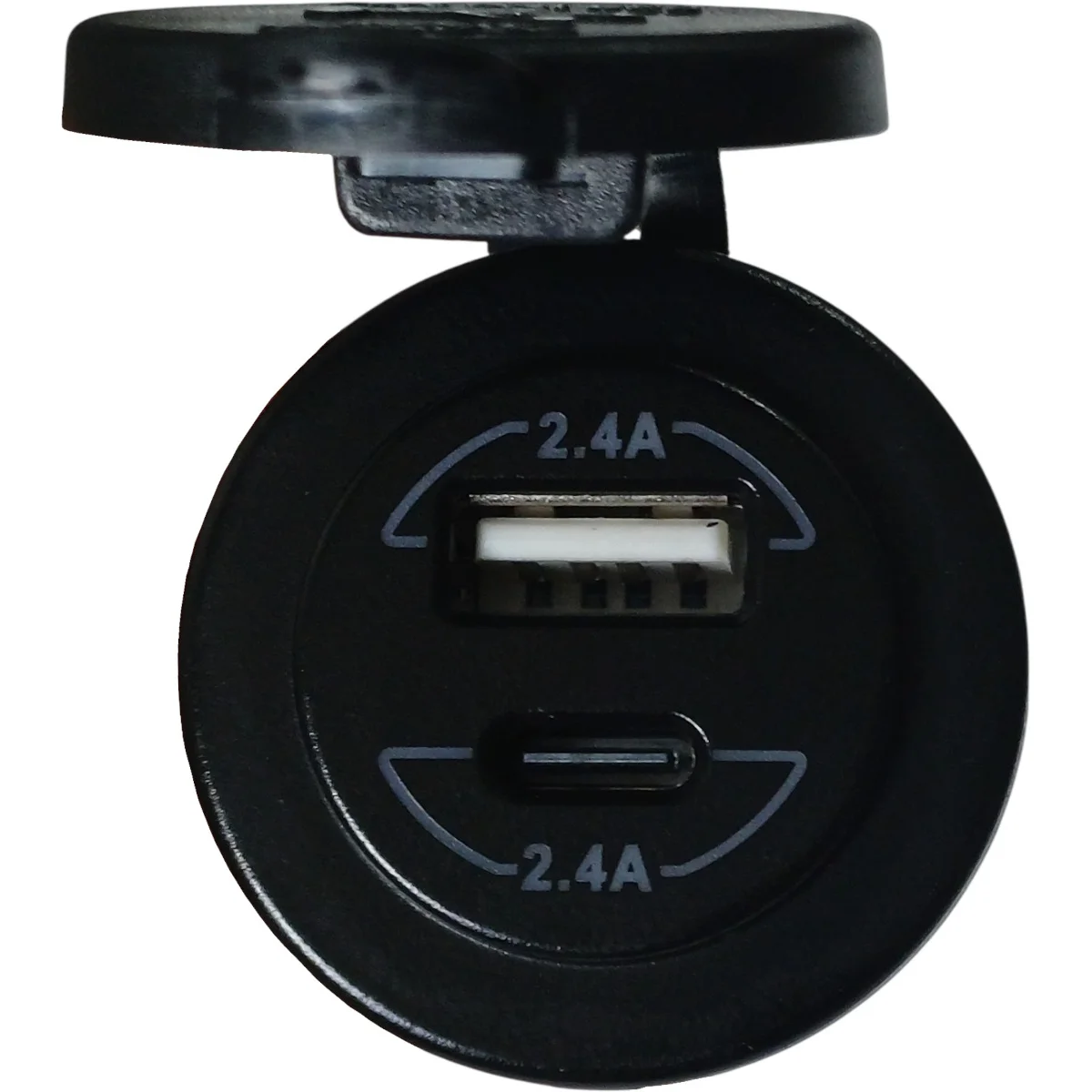 Разъем USB 2.4А + Type-C 2.4А (синяя подсветка)