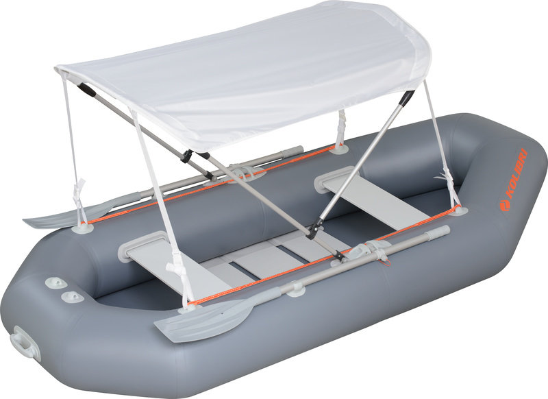 Надувная лодка ПВХ Колибри К-270Т (св. серый - оранжевый, ПВХ 1100 г/м², реечная слань)