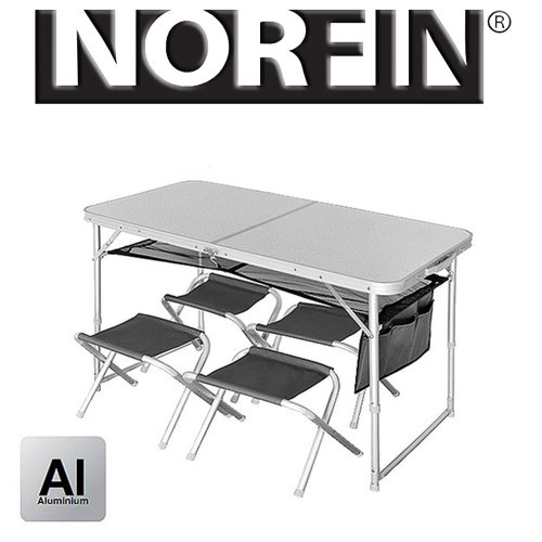 Стол складной алюминиевый Норфин Runn + 4 стула набор