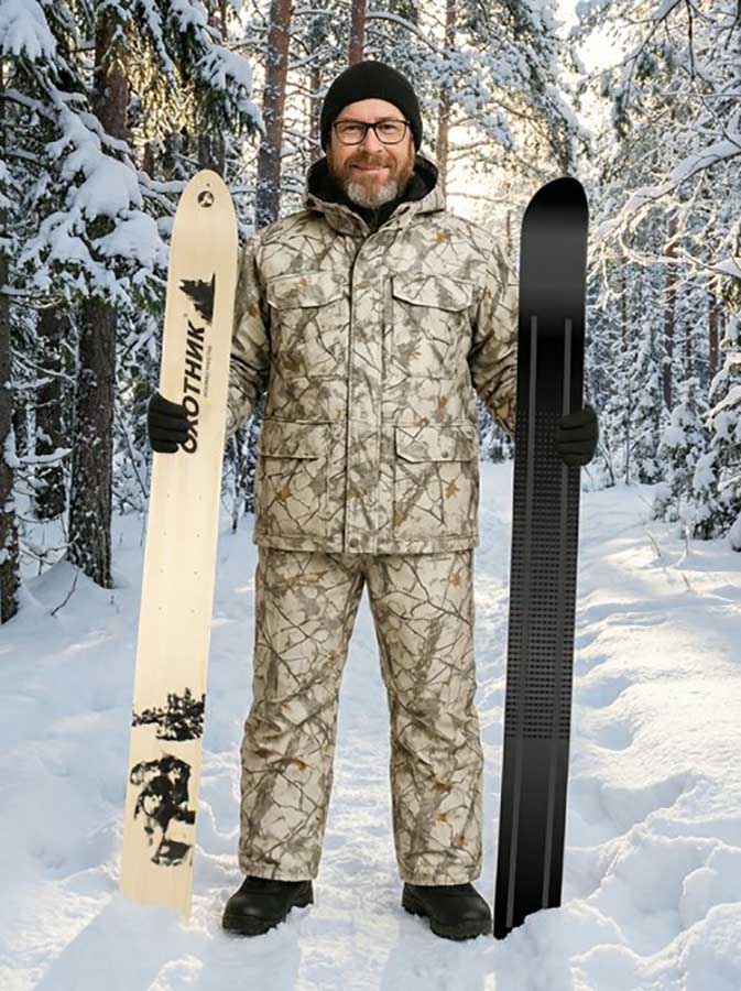 Лыжи охотничьи Охотник дерево-пластик 175х15 см (Маяк)