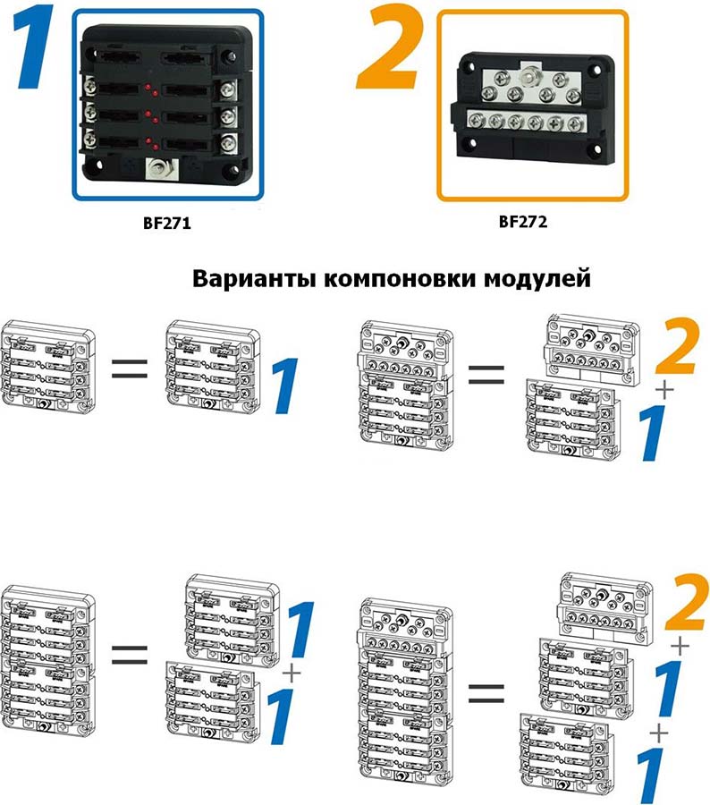 Блок на 6 предохранителей ATP/ATC/ATO с индикацией и крышкой