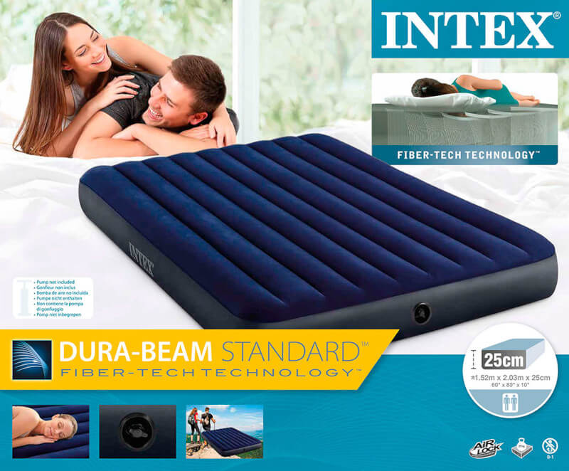 Надувной матрас-кровать Intex, 152x203x25 см.