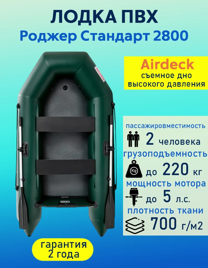 Надувная лодка ПВХ Роджер Стандарт 2800, Airdeck
