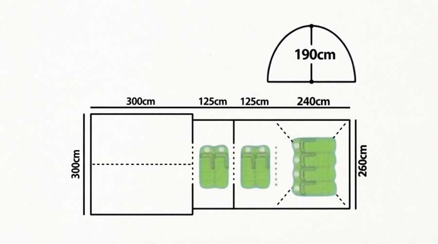 Палатка 8-ми местная кемпинговая, с тентом, MirCamping 1800-8, 490х260х190 см