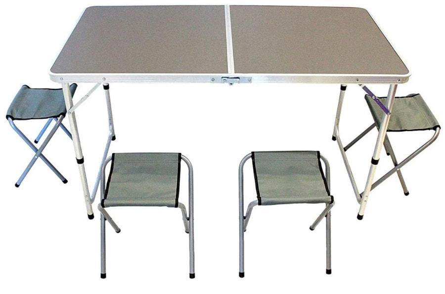 Стол складной алюминиевый Дружба ДЕ-404 + 4 стула набор