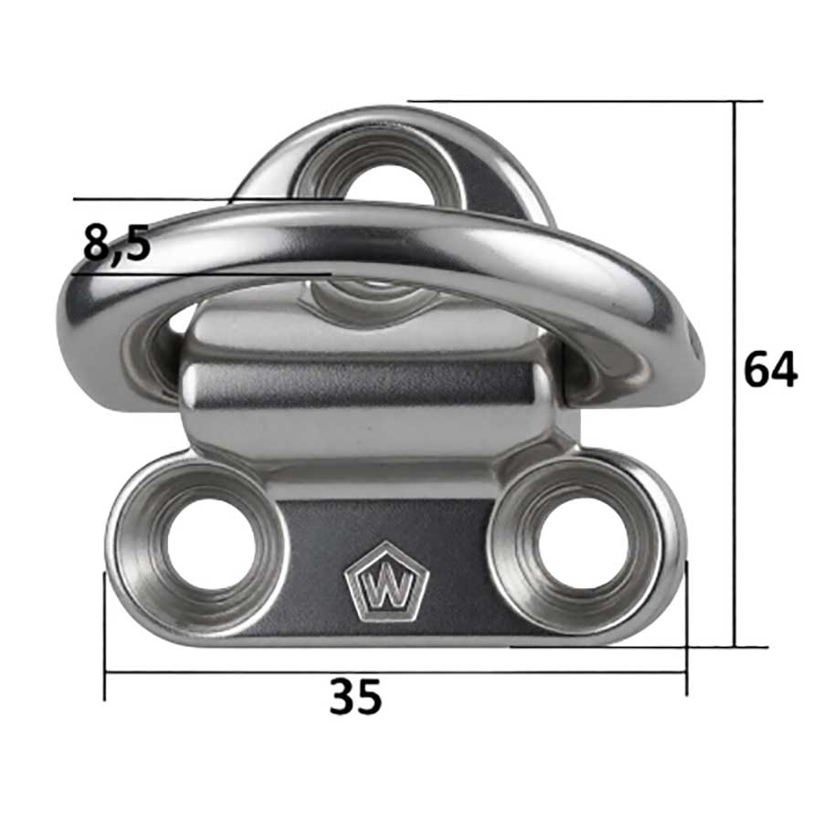 Крепежная планка 64х35 мм с проушиной 8.5 мм, нержавеющая сталь (Homer)