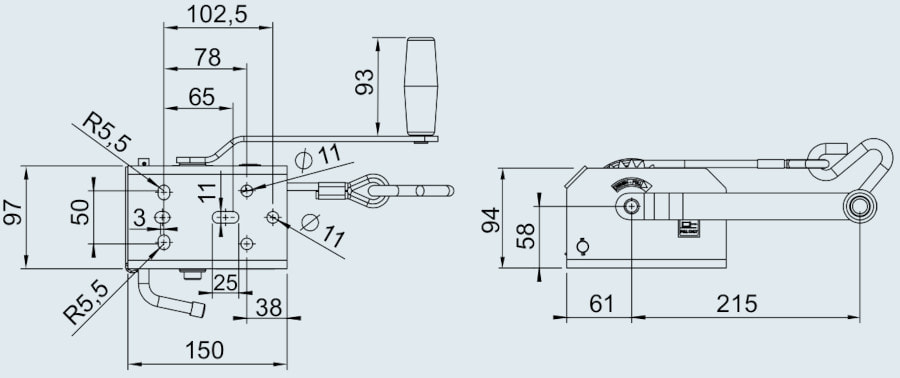 Лебедка AL-KO Basic 250 для прицепа ручная 250 кг. с тросом 6 м. (без тормоза)