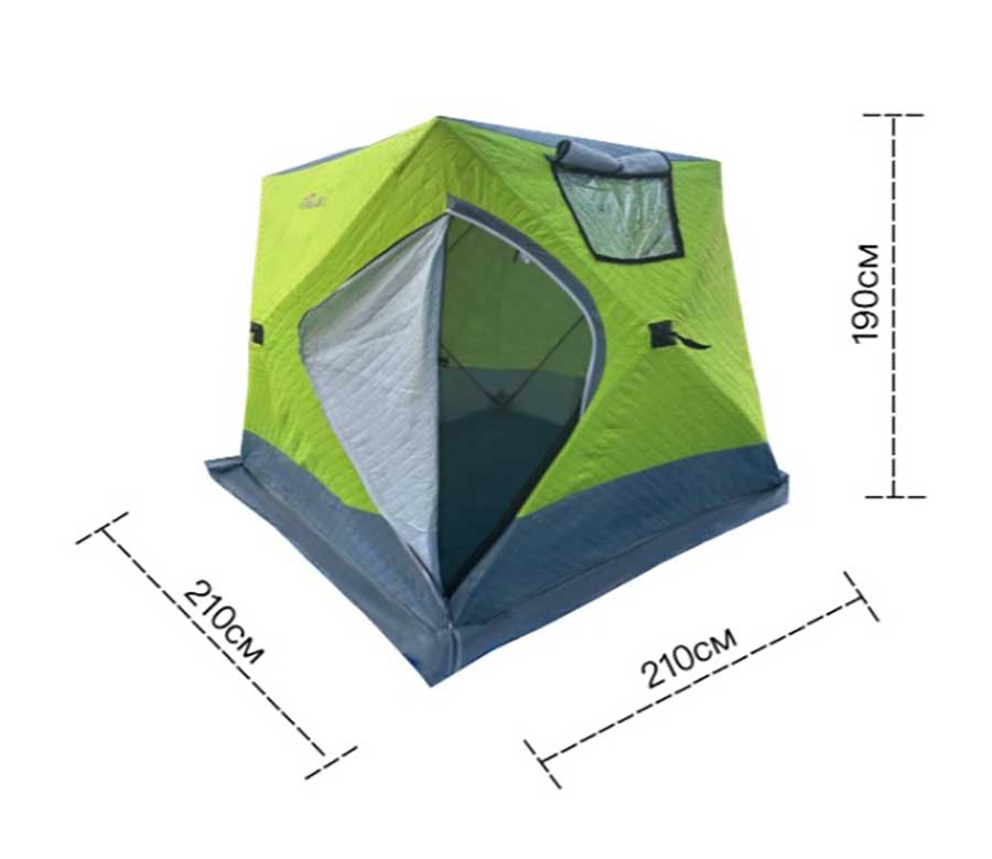 Палатка для зимней рыбалки КУБ трехслойная 2.1х2.1х1.9 м