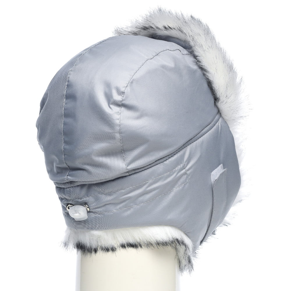 Шапка-ушанка зимняя с маской Huntsman Евро Волк Полярный, ткань Taslan, серый