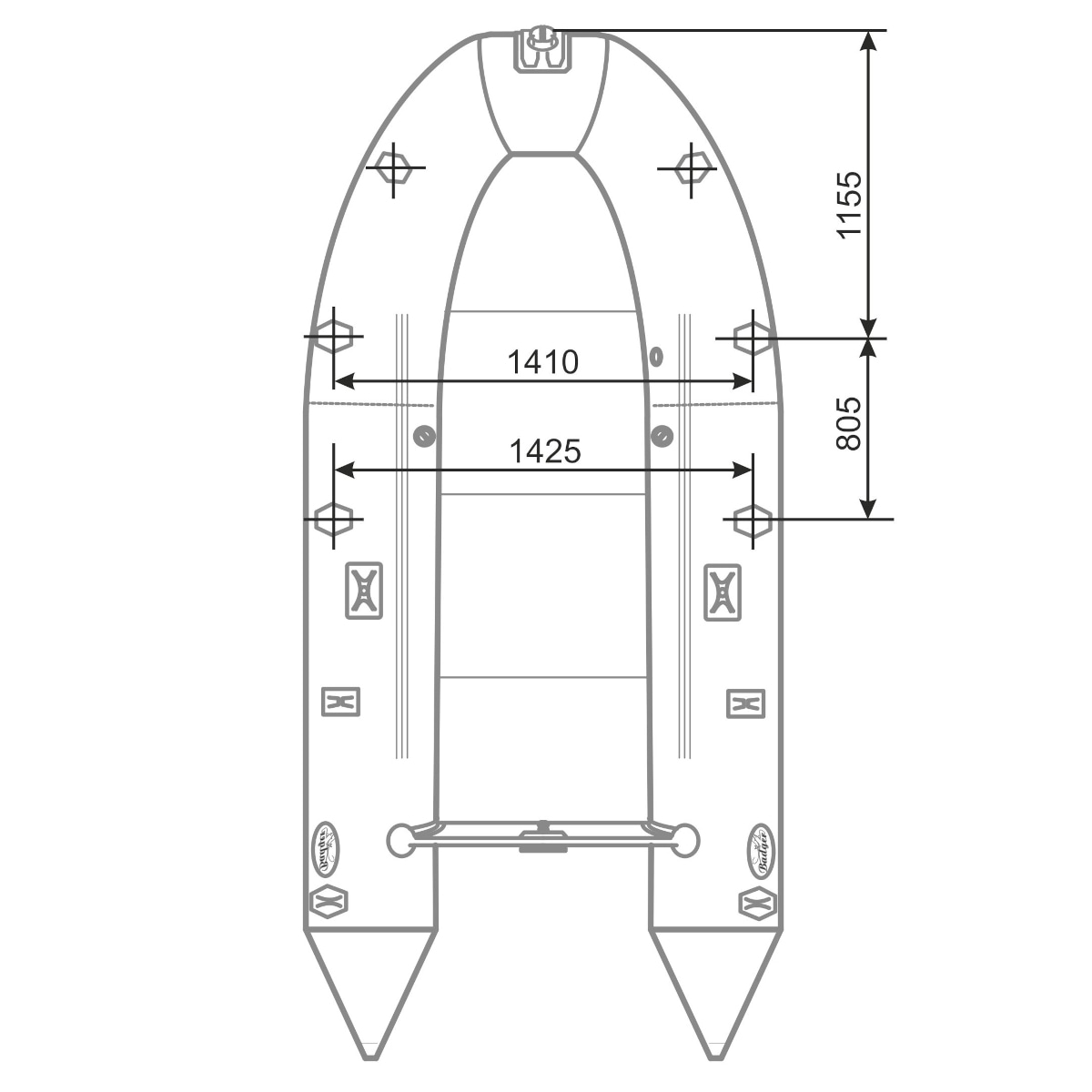 Стояночный тент для лодок длиной 330-340 см., хаки