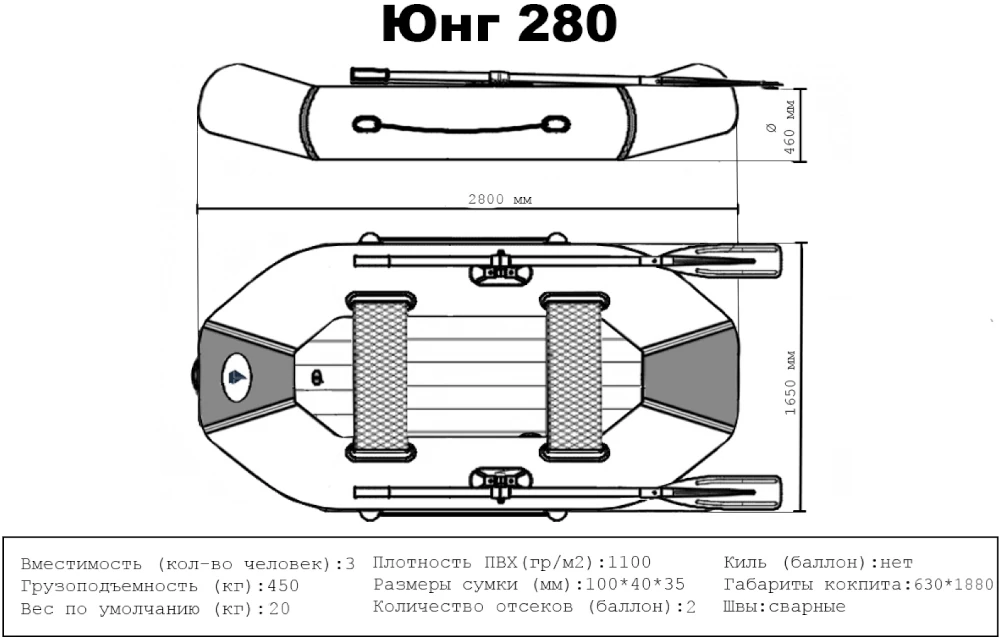 Надувная лодка ПВХ Young (Юнг) 280 НДНД