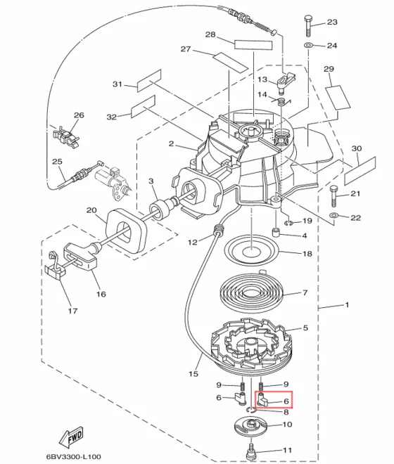 Стопор-упор стартера Yamaha F4-F6
