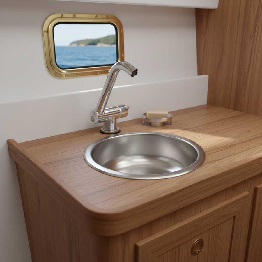 Складной кран-смеситель Marine Rocket для горячей и холодной воды, хромированная медь