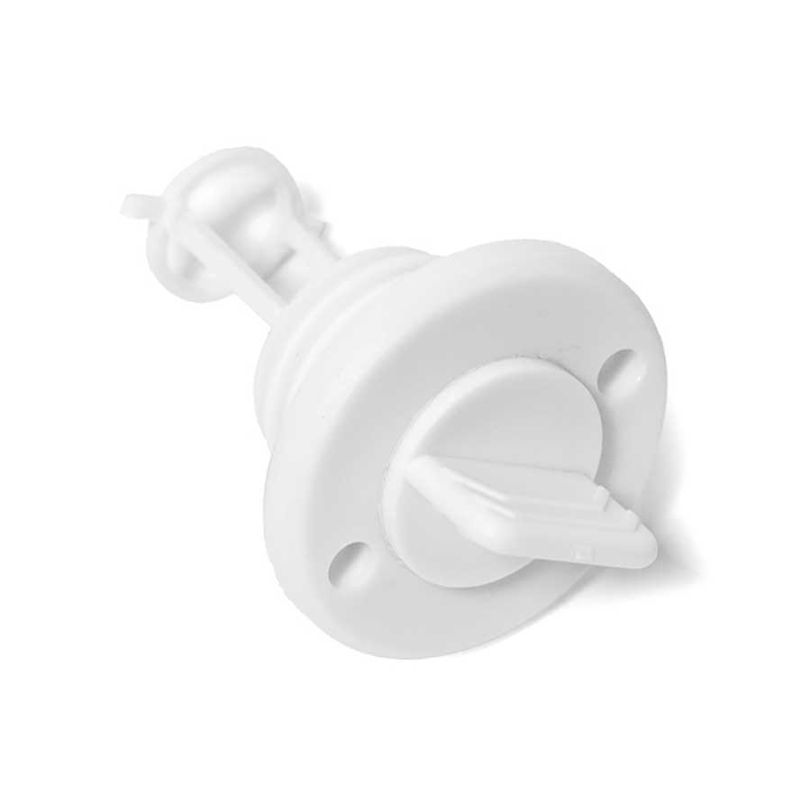 Заглушка дренажная 27 мм с резьбовой пробкой, белый пластик