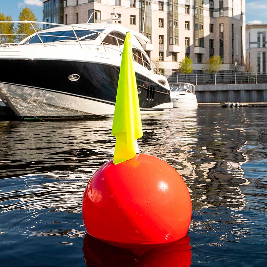 Буй пластиковый маркерный с флагштоком BUOY Ø450x630 мм, красный + флаг