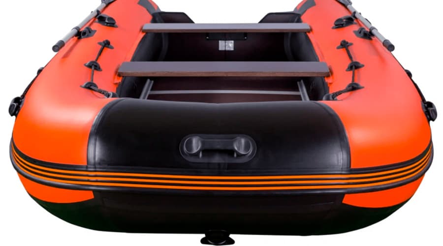 Надувная лодка ПВХ RiverBoats RB 430 (красно-черный, киль, слань)