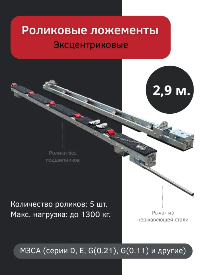Роликовые ложементы 2.9 метра эксцентриковые, 5 роликов