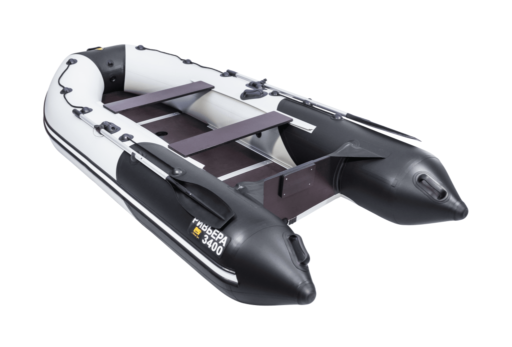 Надувная лодка Ривьера Компакт 3400 СК "Комби" светло-серый/черный