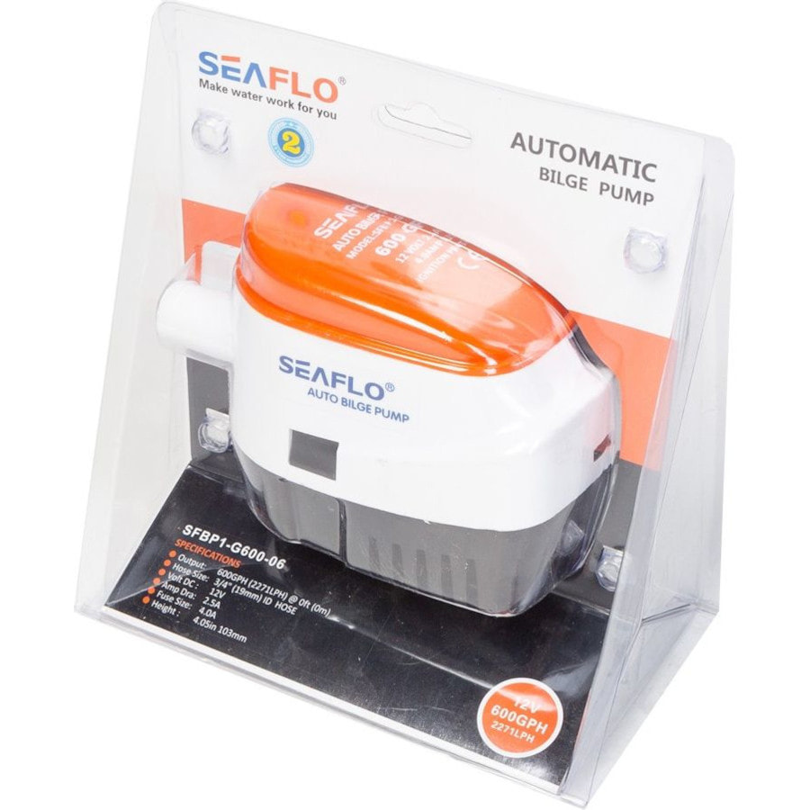 Помпа осушительная SeaFlo 600 GPH, 38 л/мин, 12 В, автоматическая 