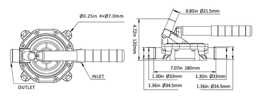 Насос осушительный ручной SeaFlo 720GPH, 45 л/мин