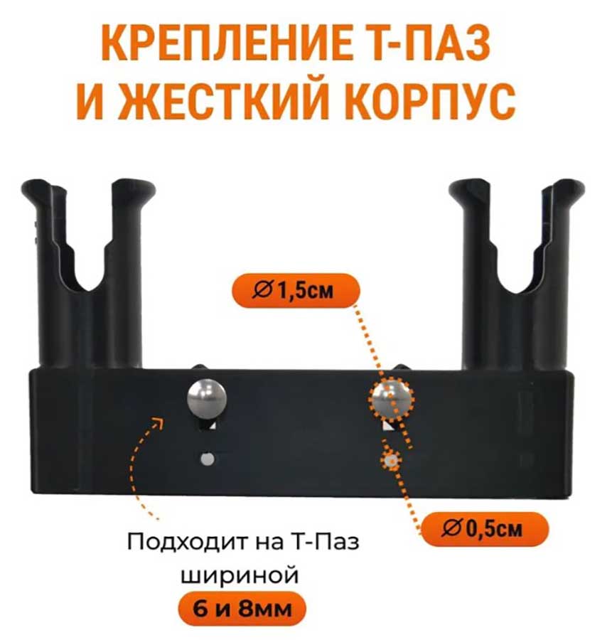 Двойной держатель удочки LODFORT с креплением на Т-Паз и жесткий корпус